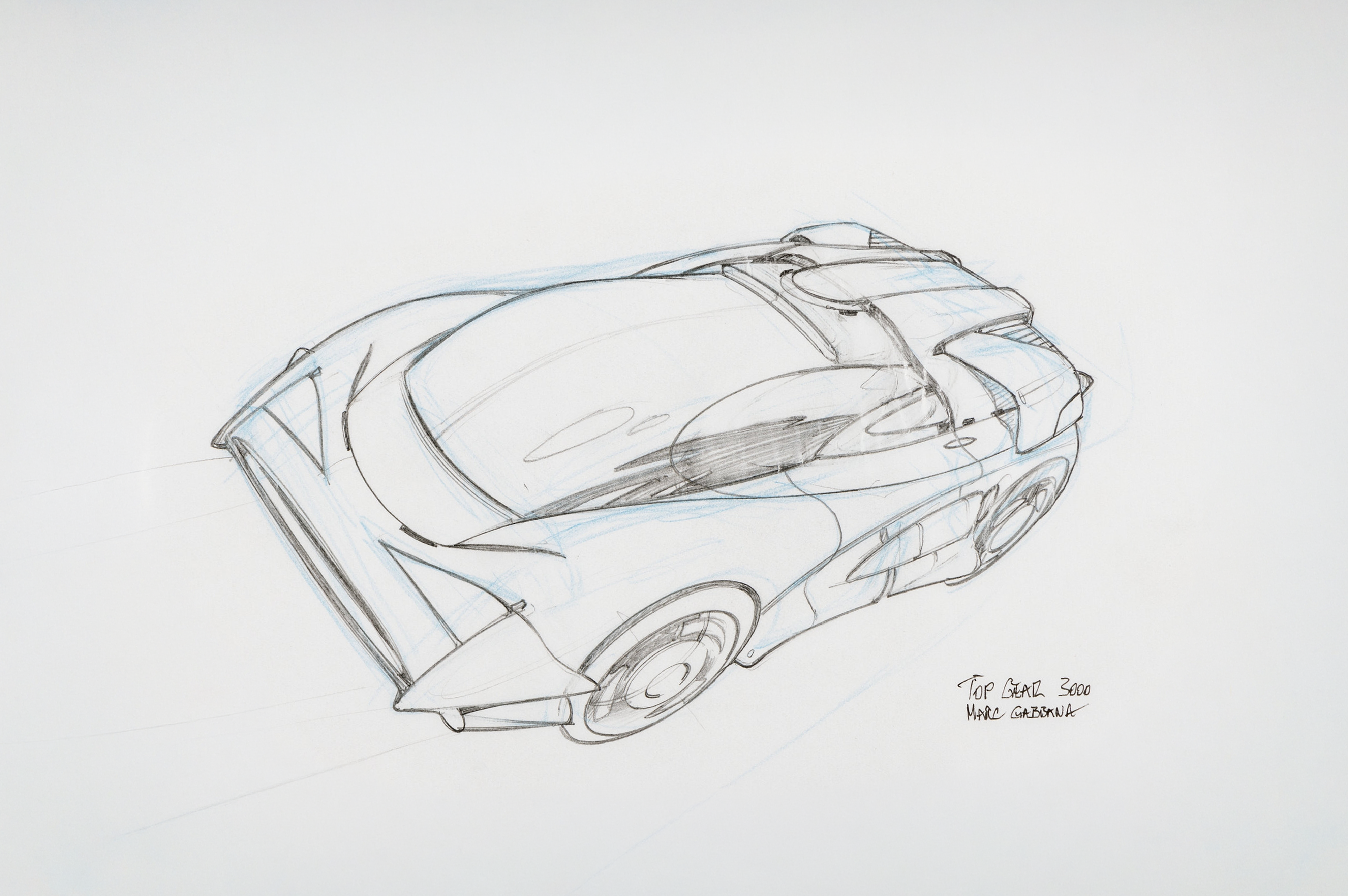 Estudo do carro · Lápis sobre papel fino
